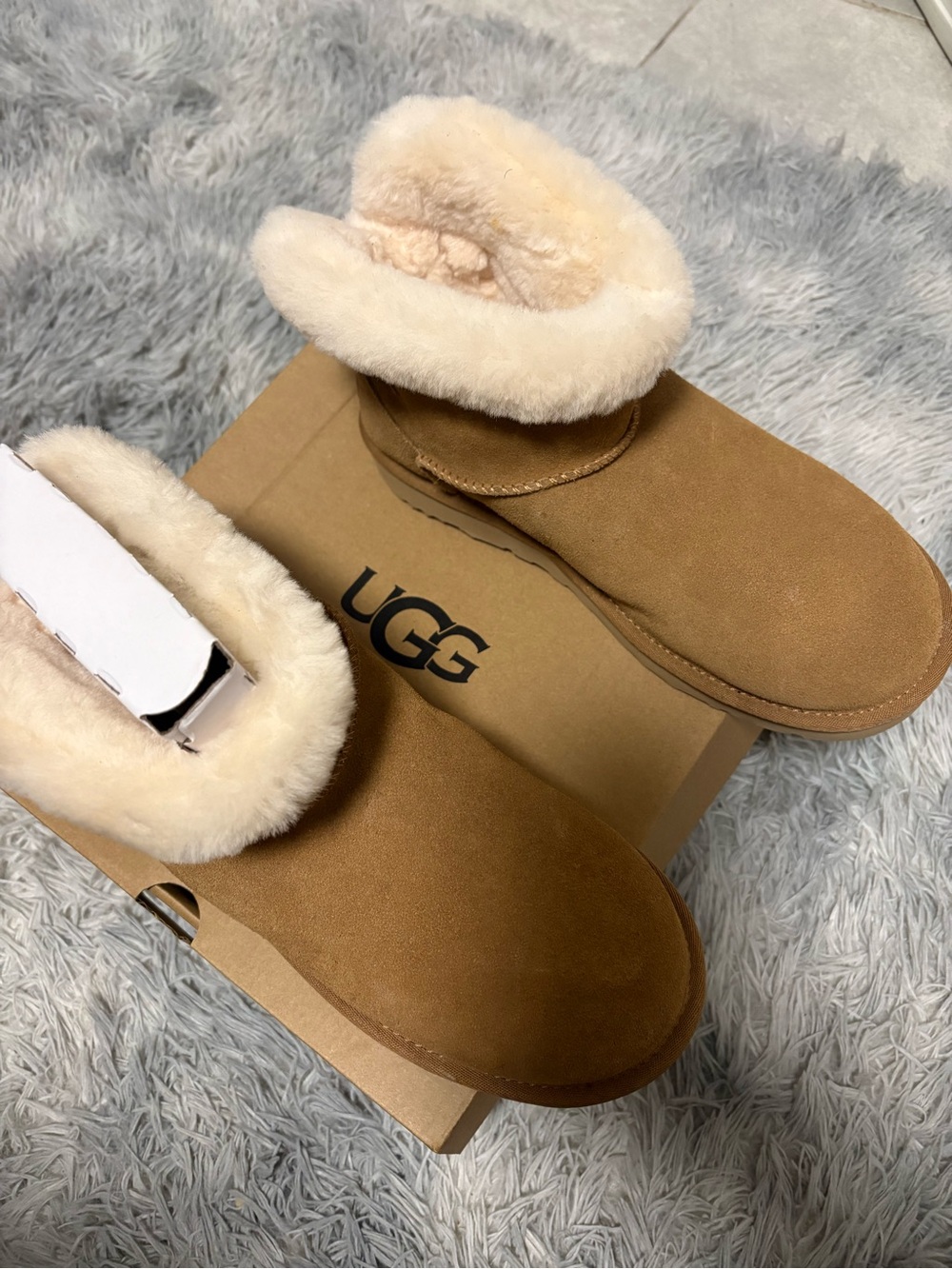 UGG Women's Chestnut Suede Shearling-Lined Slip-On Boots